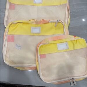 Calpak Yellow and Peach Travel Packing Cubes